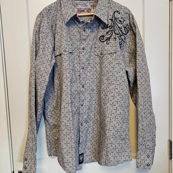 Big & Tall Rock 47 Western Style Long Sleave Button Up 2xl - Picture 1 of 3